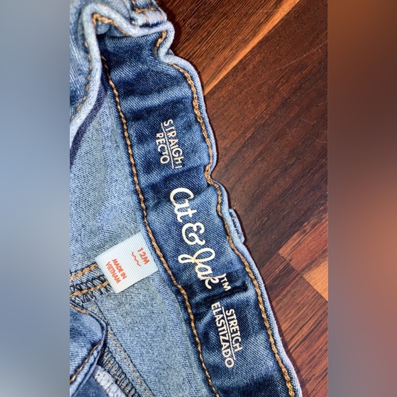Cat & Jack Jeans straight stretch adjustable waistband 12m EUC - Picture 2 of 4